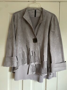 IC by Connie K faux artsy suede jacket cardigan